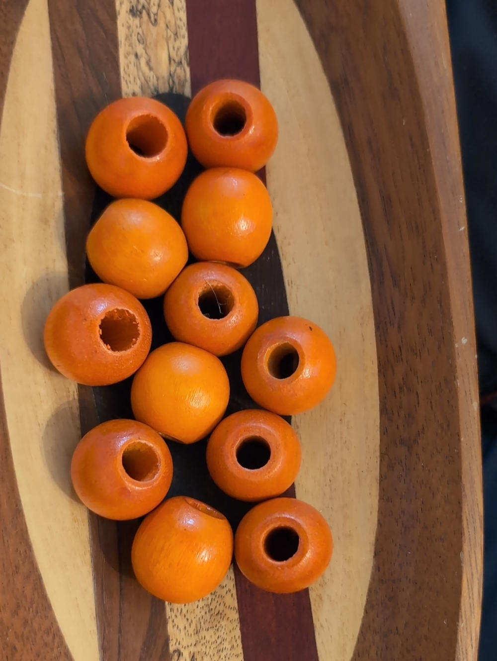 Orange Macrame Wood Beads